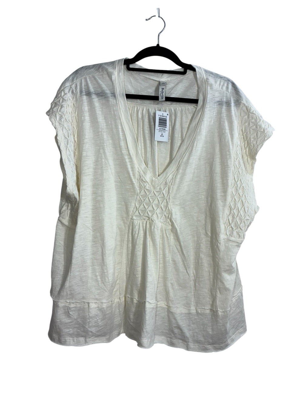 Torrid Cream Smocked V-Neck Tunic Top 2X New
